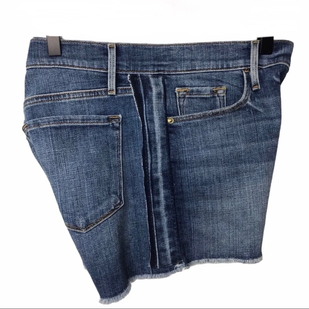 Frame Cleo Tux Stripe Fray Hem Denim Jean Shorts Size 28 Cut Off Shorts … - Picture 6 of 10